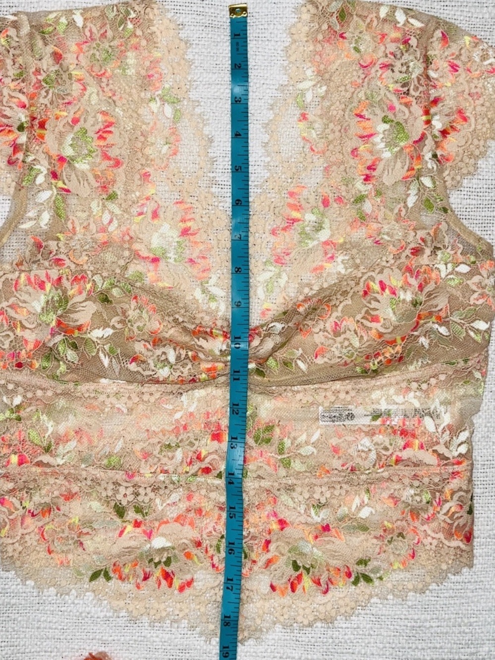 Free People Intimately Garden Party Sheer Lace Tee Cap Sleeve Peach Small - Picture 12 of 16